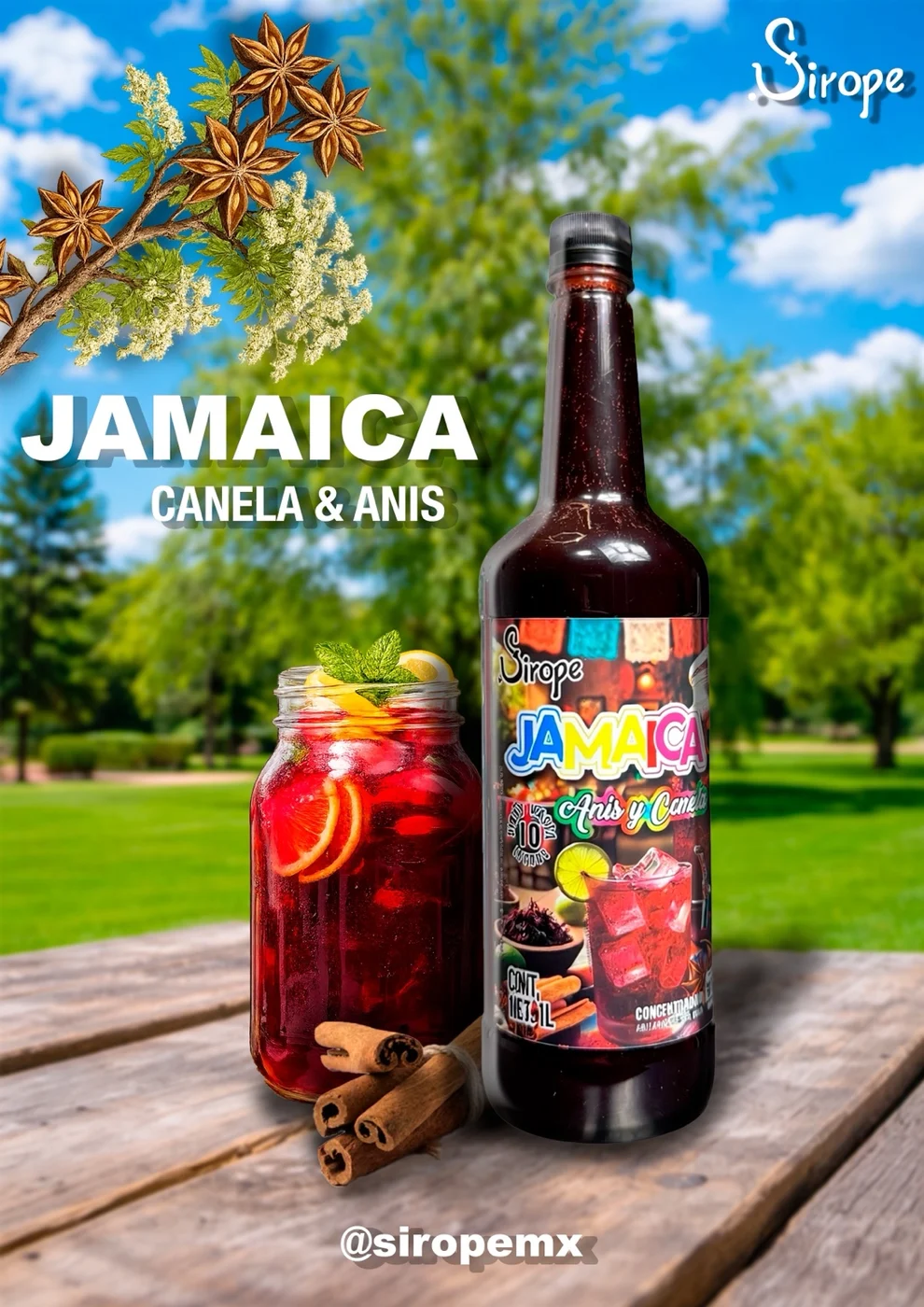 Concentrado de Jamaica con canela y anís